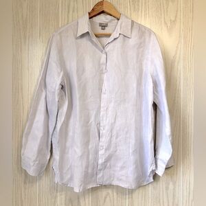 J.Jill Lavender/Grayish Linen Essential Shirt Long Sleeve Size M LNC